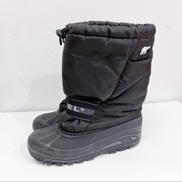 Sorel Cub Winter Insulated Rubber Sole Black Snow Boots Y7 W8.5 - Picture 7 of 16